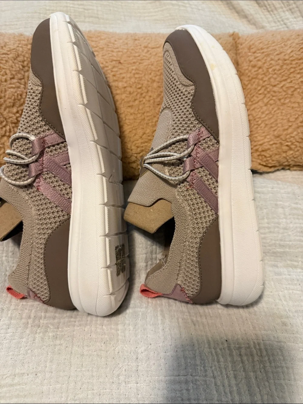 Womens Lightweight Knit Slip-On Shoes in Beige